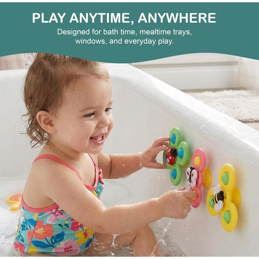 Suction Cup Spinner Toys for Toddlers, Suction Cup Fidget Spinner Bath Toys, Spinning Top Baby Sensory Toys for Toddlers 1-3 Boys Girls, Baby Spin Toy - Image 4