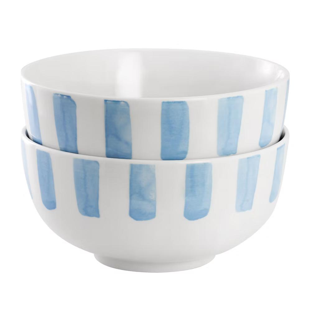 Picnic 2 Piece Fine Ceramic Cereal Bowl Set in Green - Image 3