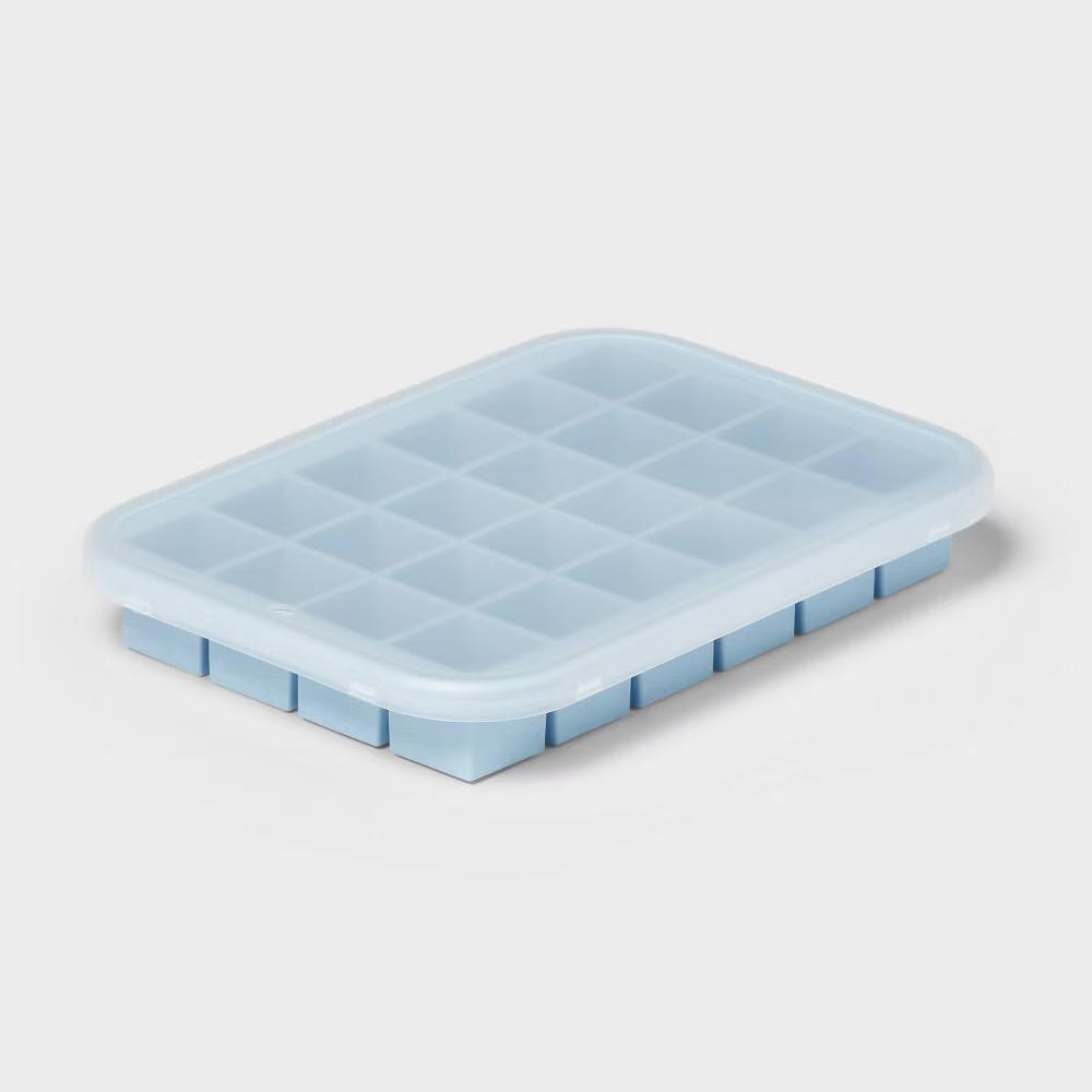Silicone Ice Cube Tray with Lid Blue - Image 3