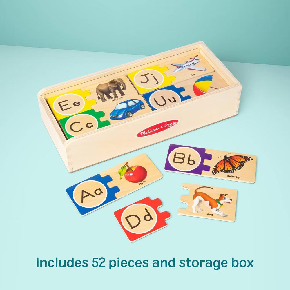 Self-Correcting Alphabet Wooden Puzzles with Storage Box 52pc: Educational Toddler Toy, Language & Motor Skills - Image 9
