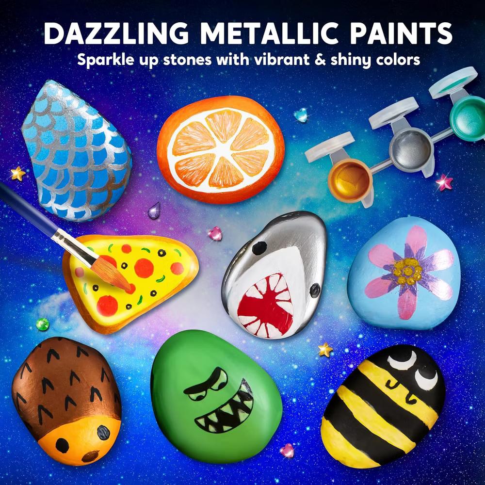 Glow in The Dark Rock Painting Kit for Kids Age 6+, DIY Art Kit, Kids Paint Activity, Arts & Crafts for Boys Girls Birthday Easter Gift - Image 3