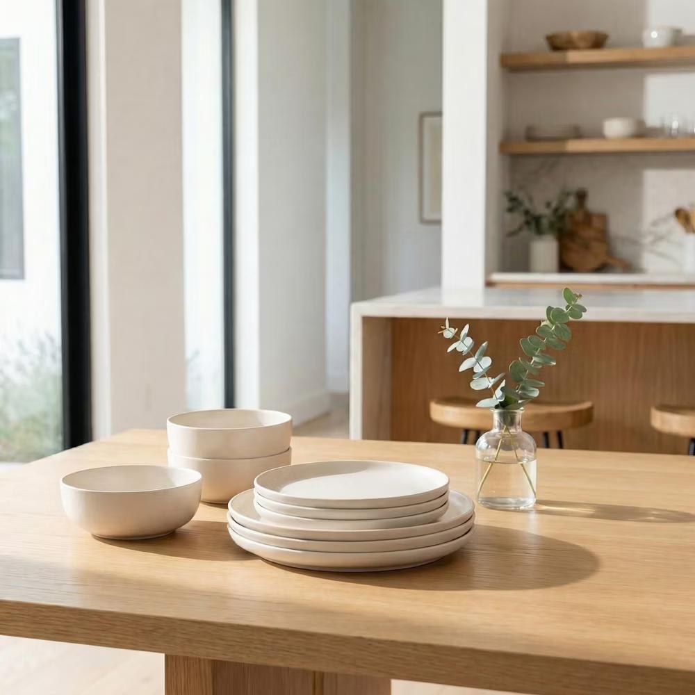 GreenElevate Stoneware Elegance 12-Piece Dinnerware Set for 4, Plates&Bowls, Microwave & Dishwasher Safe, Non-Toxic Matte Glaze, Stackable Kitchenware - Image 25