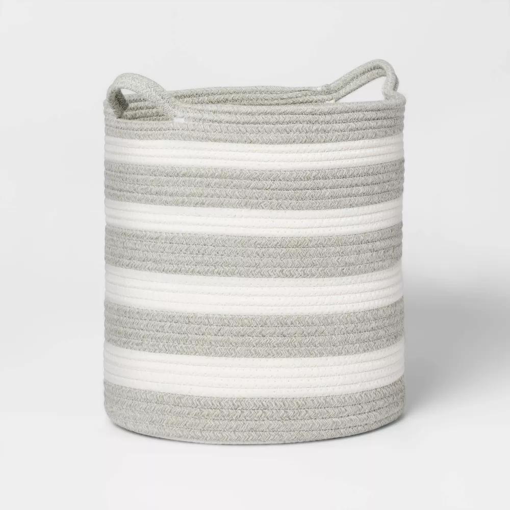 Striped Coiled Kids' Rope Basket - Image 11