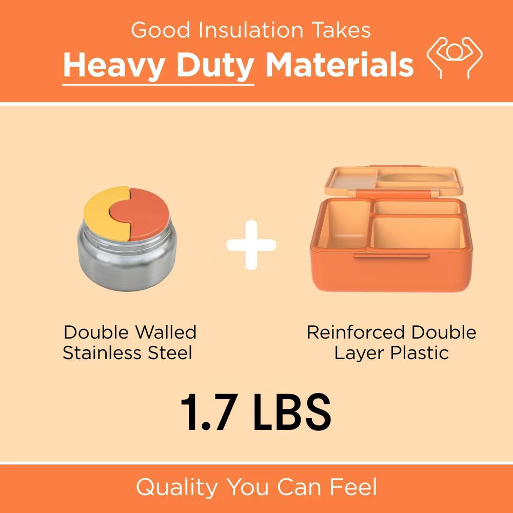 OMIEBox Insulated Bento Lunch Box with Leakproof Thermos Food Jar 3 Compartments - Image 67