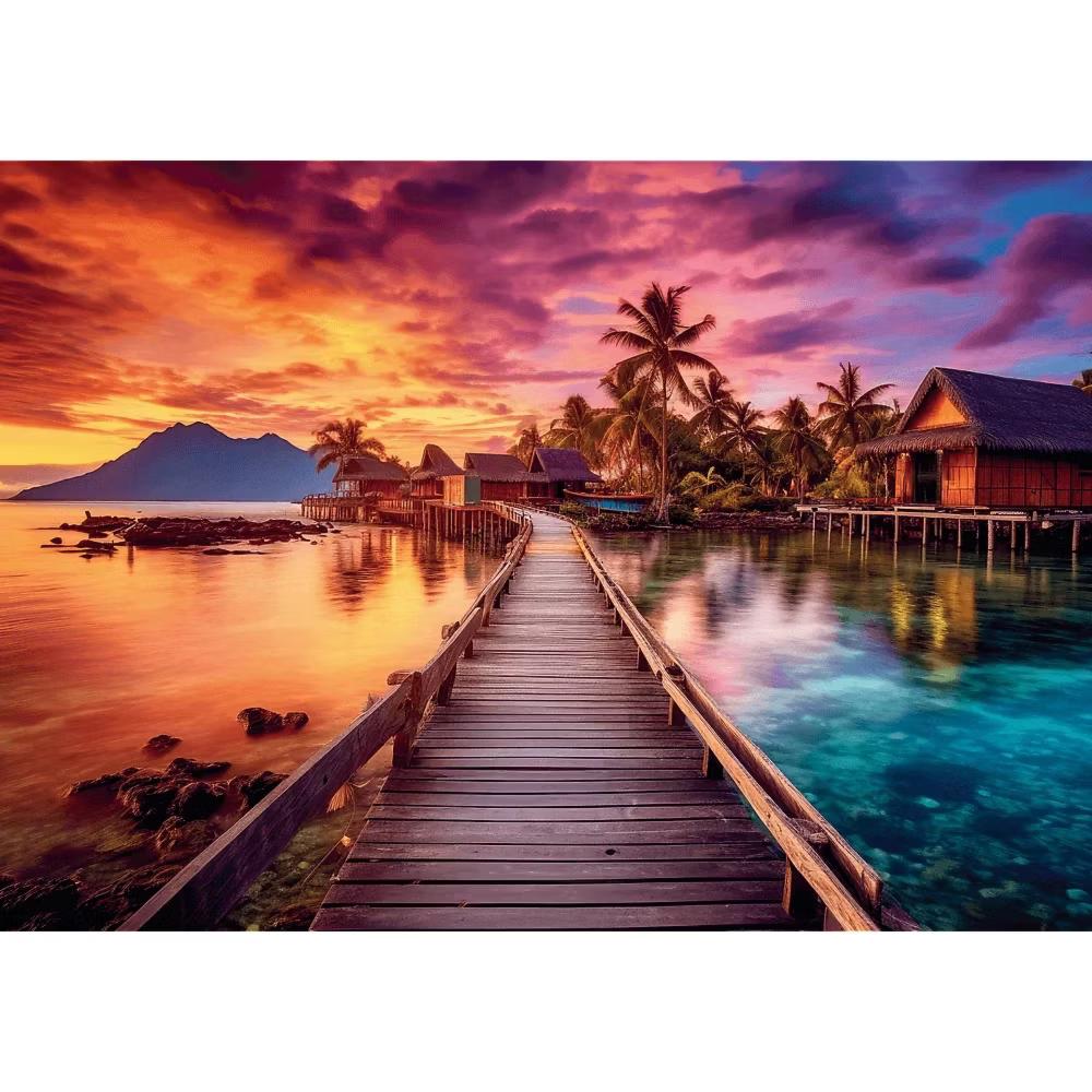 Red Sunset over Paradise 1000 Piece Puzzle - Image 4