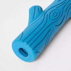 Long Rubber Stick with Crinkles Dog Toy - Blue - For Fetch, Chase, Pounce Activities, All Ages, Medium to Large Breeds