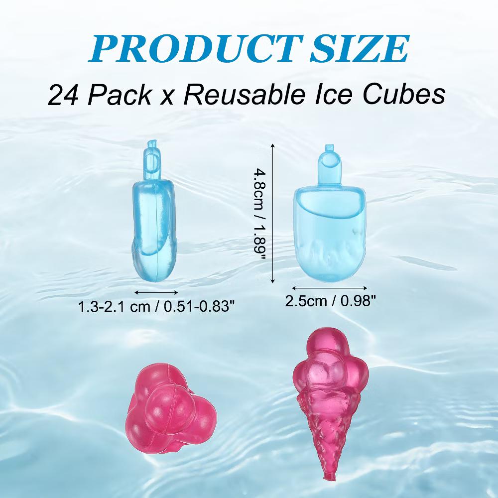 Plastic Reusable Ice Bar Shape Ice Cube Tray 4.8 x 2.5 cm / 1.89 x 0.98 Inch Yellow/Blue/Pink 24 Pcs - Image 6