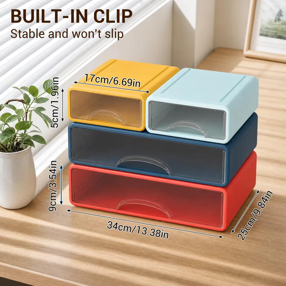 Stackable Storage Drawer with Dividers, Transparent PP Material Desktop Organizer, Durable Thickened Storage Container - Image 25