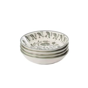 Bloomhouse - 2-Time Oprah’s Favorite Things - 4 Piece Dinner Bowl Set, 8” Stoneware Pasta Bowls, Floral Design, Dishwasher Safe