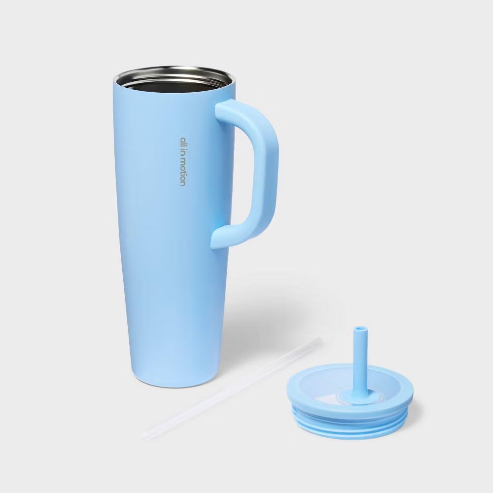 StrawBlue40 fl oz Stainless Steel Tumbler with Straw - Image 6
