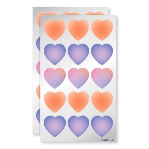 30ct 2 Sheets Heart Stickers or Envelope Seals Pink/Purple/Ombre Hearts