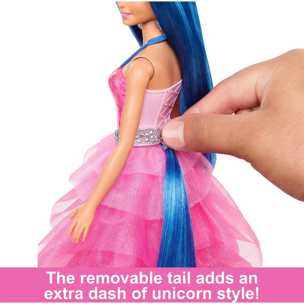 Unicorn Toy, 65th Anniversary Doll with Blue Hair, Pink Gown & Pet Alicorn (Target Exclusive) - Image 6