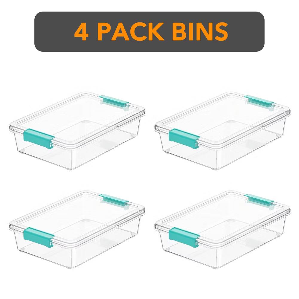 SpaceAid 6 QT Stackable Storage Bins with Lids, Clear Containers for Home Office and School Supplies, 4 Pack - Image 2