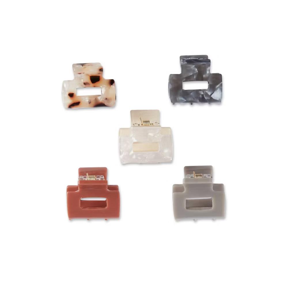 Mini Claw Clips - Neutral Solids and Patterns - Fine Hair - 5pcs - Image 2
