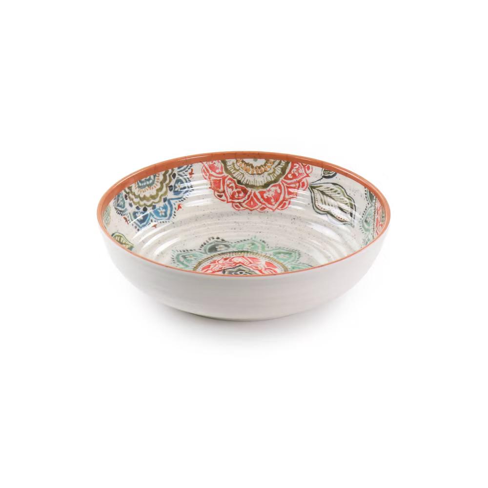 12pc Ester Melamine Dinnerware Set - Floral Pattern, Off-White, Service for 4, Dishwasher-Safe, Includes Plates & Bowls