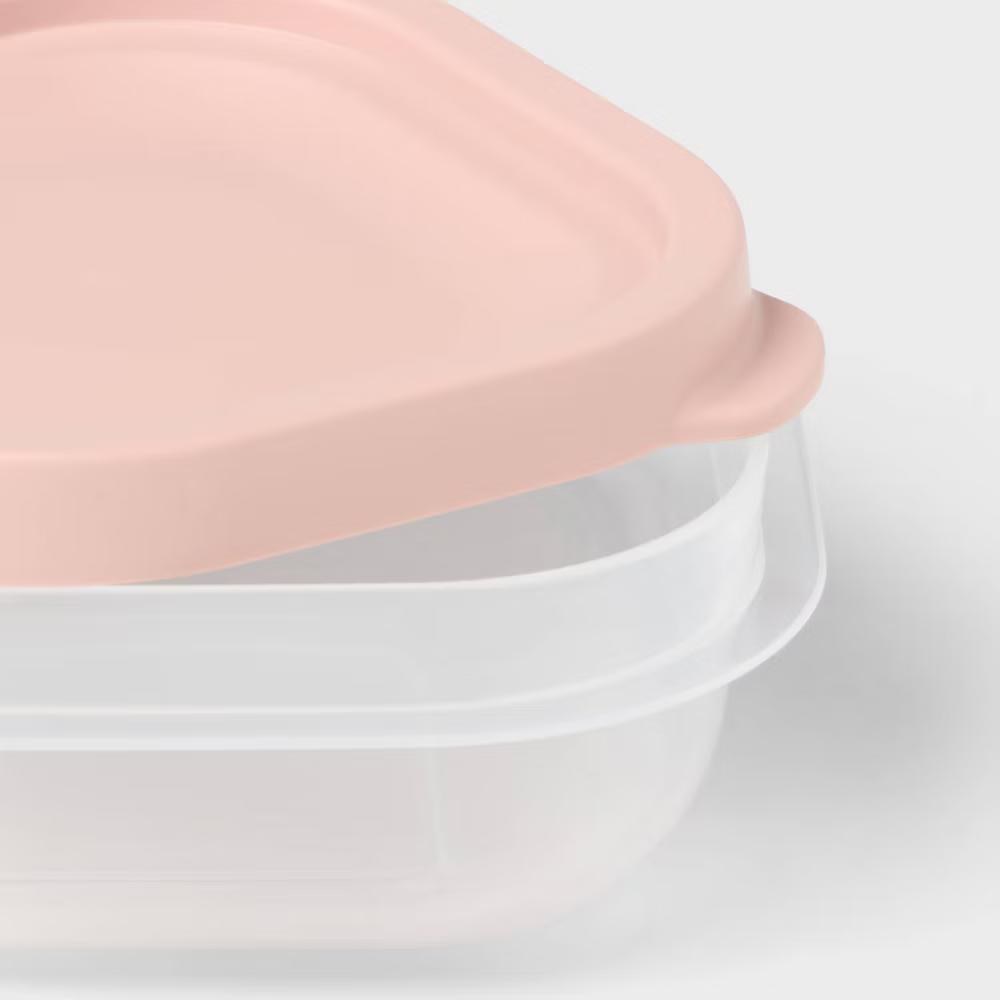 10pc (Set of 5) 1c Plastic Food Storage Container Set Pink - Image 2