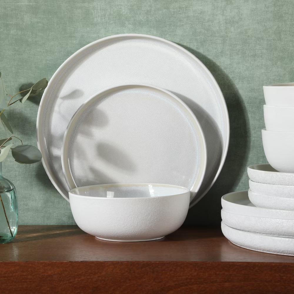 Tahoe Sunset 12 Piece Stoneware Reactive Glaze (Service for 4) Ceramic Plates and Bowls Dinnerware Set - Image 3