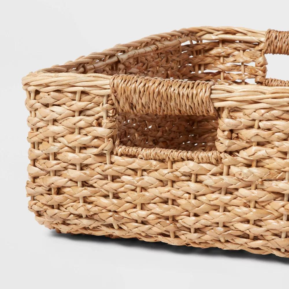 Braided Seagrass Folio Bin - Handwoven Khaki Storage Basket, Rectangle, 6"x12"x17", Nest Seal Certified - Image 2