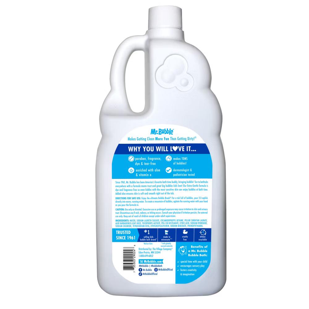 Mr. Bubble Extra Gentle Dye & Fragrance Free Bubble Bath 36-oz: Sensitive Skin, Basic Cleansing, Liquid Form - Image 8