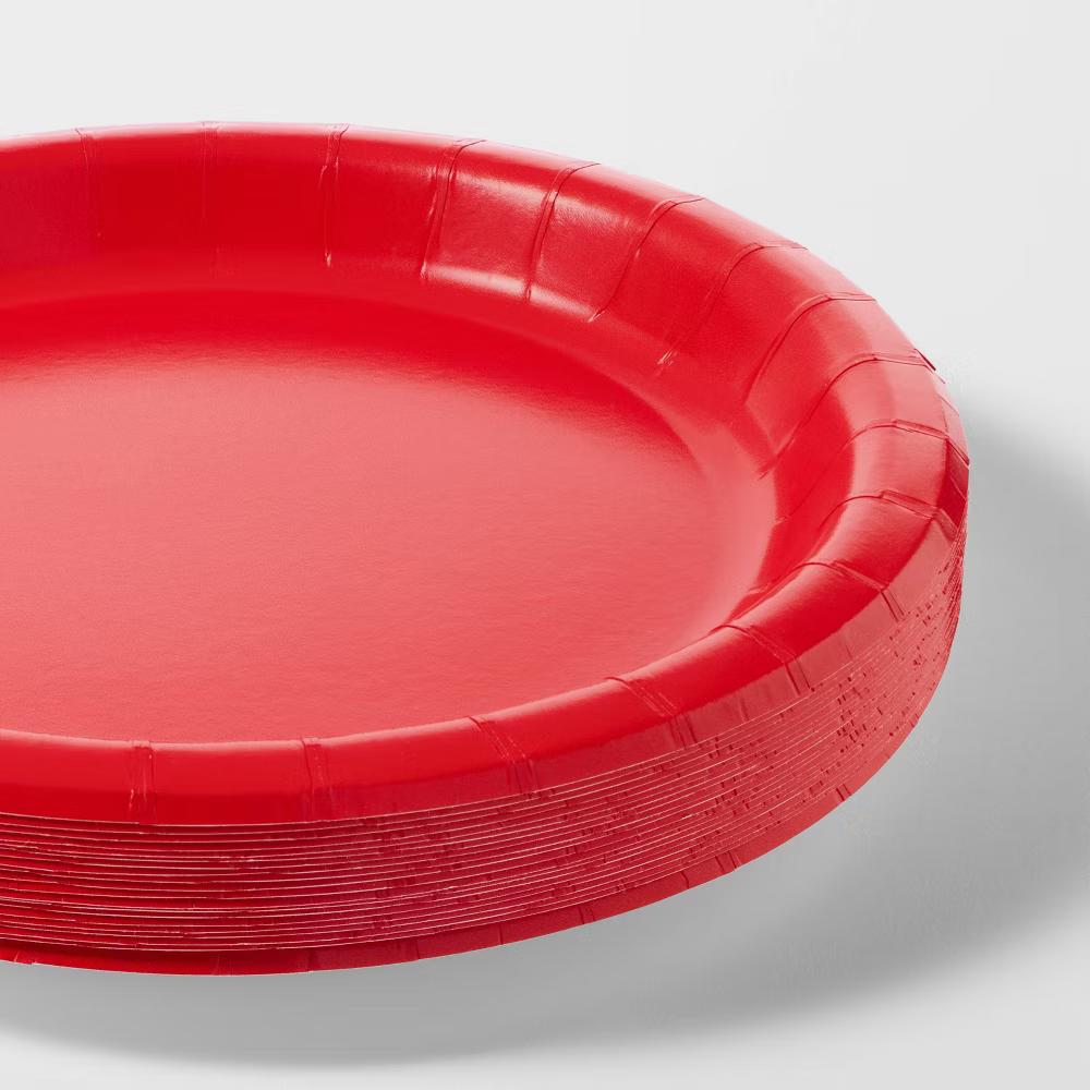 20ct 8.75" Dinner Paper Plates Red - Image 2
