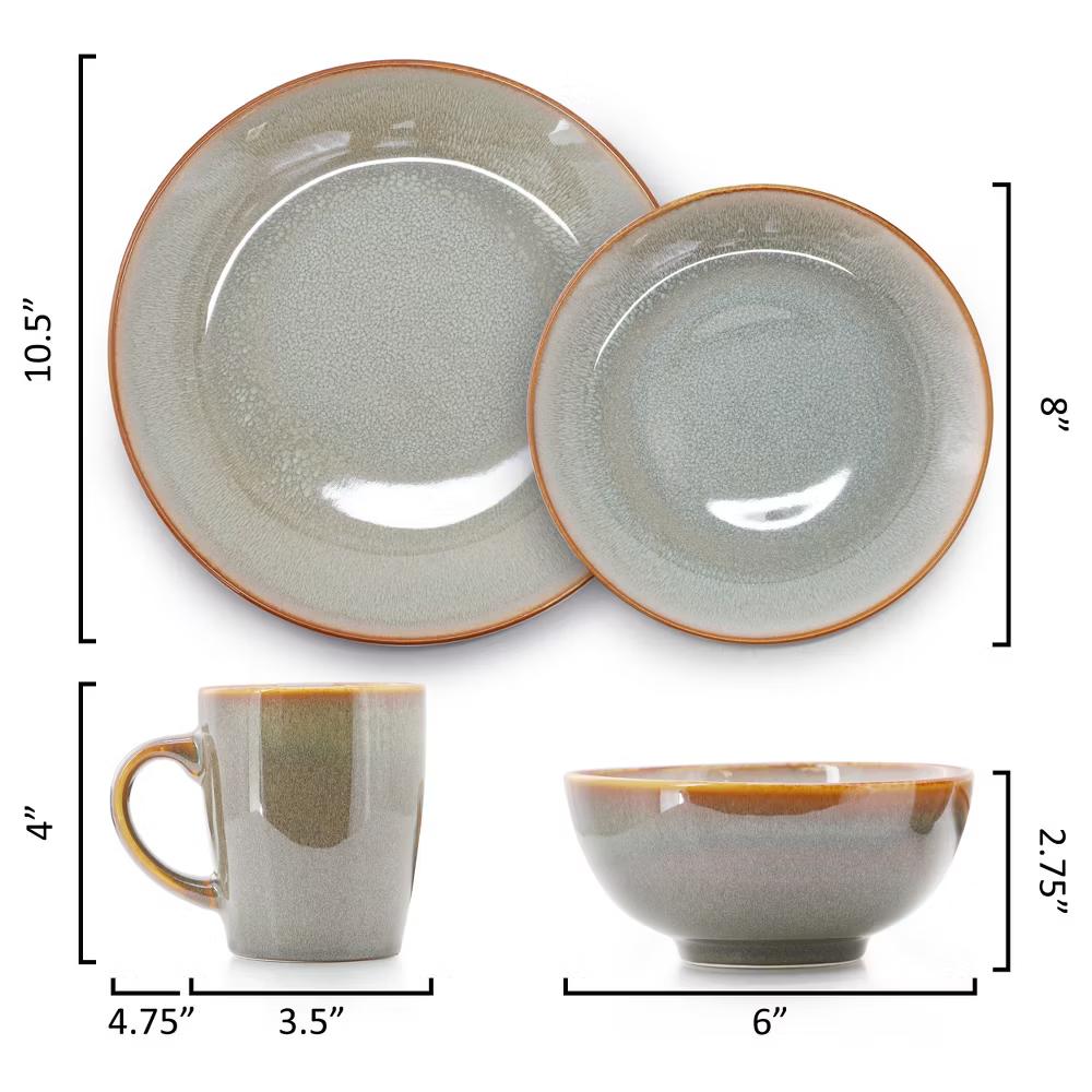 Wilma 18 Piece Round Stoneware Dinnerware Set in Light Blue