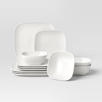 12pc Porcelain Square Coupe Dinnerware Set - Image 2