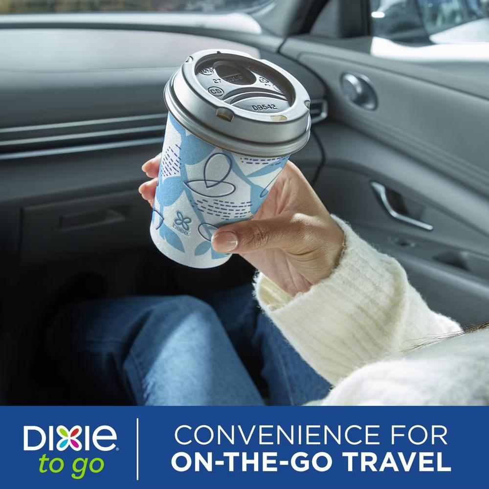 To Go Disposable Hot Cups & Lids - 12oz: Insulated Paper, Shapes Pattern,Pack of 26 - Image 6