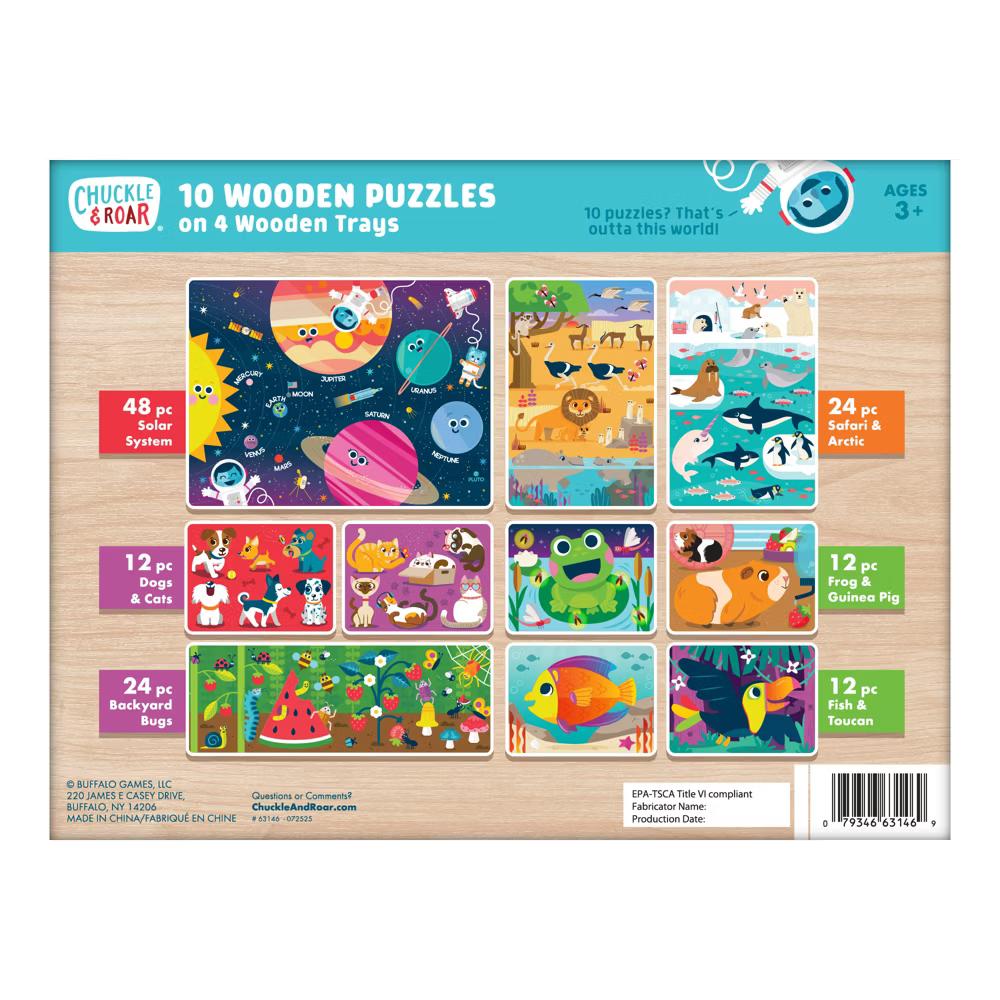 Wooden Tray Puzzle 10 Pack Kids Puzzle Set Ages 3+ - Image 6