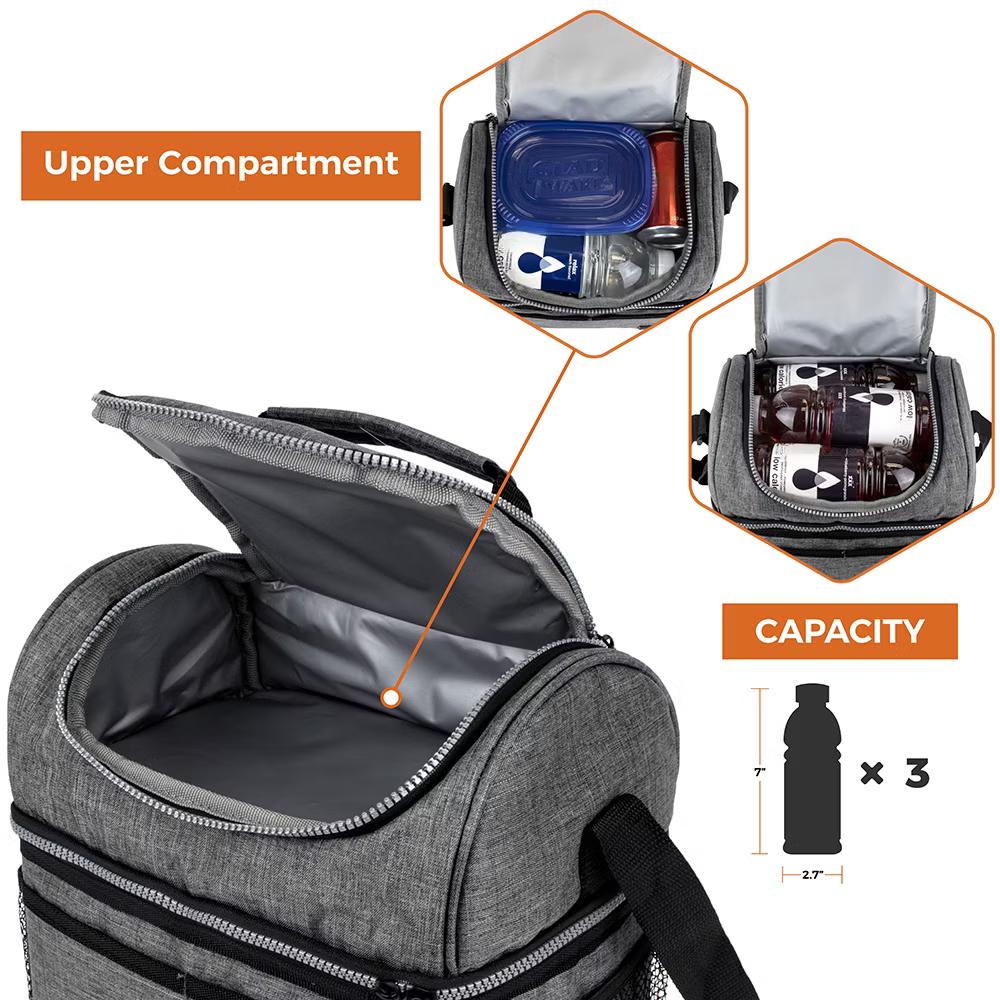 Double Decker Lunch Box Men Women, Insulated Leakproof Cooler Bag Adult Work, Dual Compartment Pail Tote Boys Girls Kids - Image 48