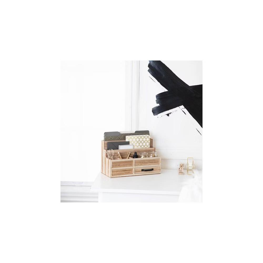 Blu Monaco Wood Mail Organizer with Drawer & Pen Holder - Image 11