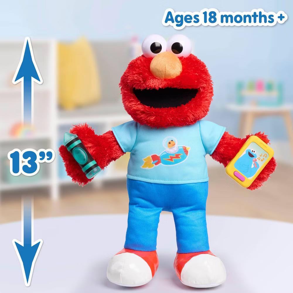 Learning Elmo Plush Toy, 13” Interactive Lights and Sounds Educational Stuffed Animal - Image 2