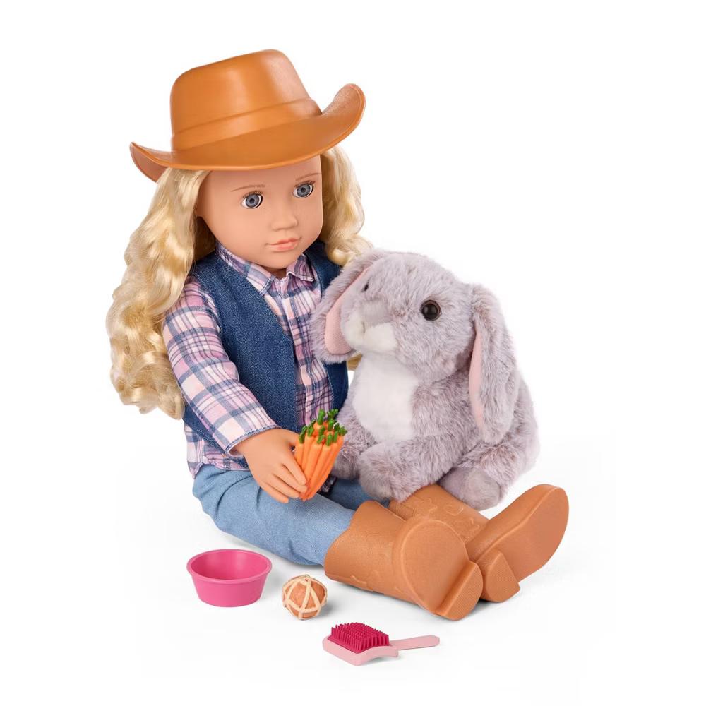 Hop In Bunny Carrier & Pet Rabbit Plush Accessory Set for 18" Dolls - Image 2
