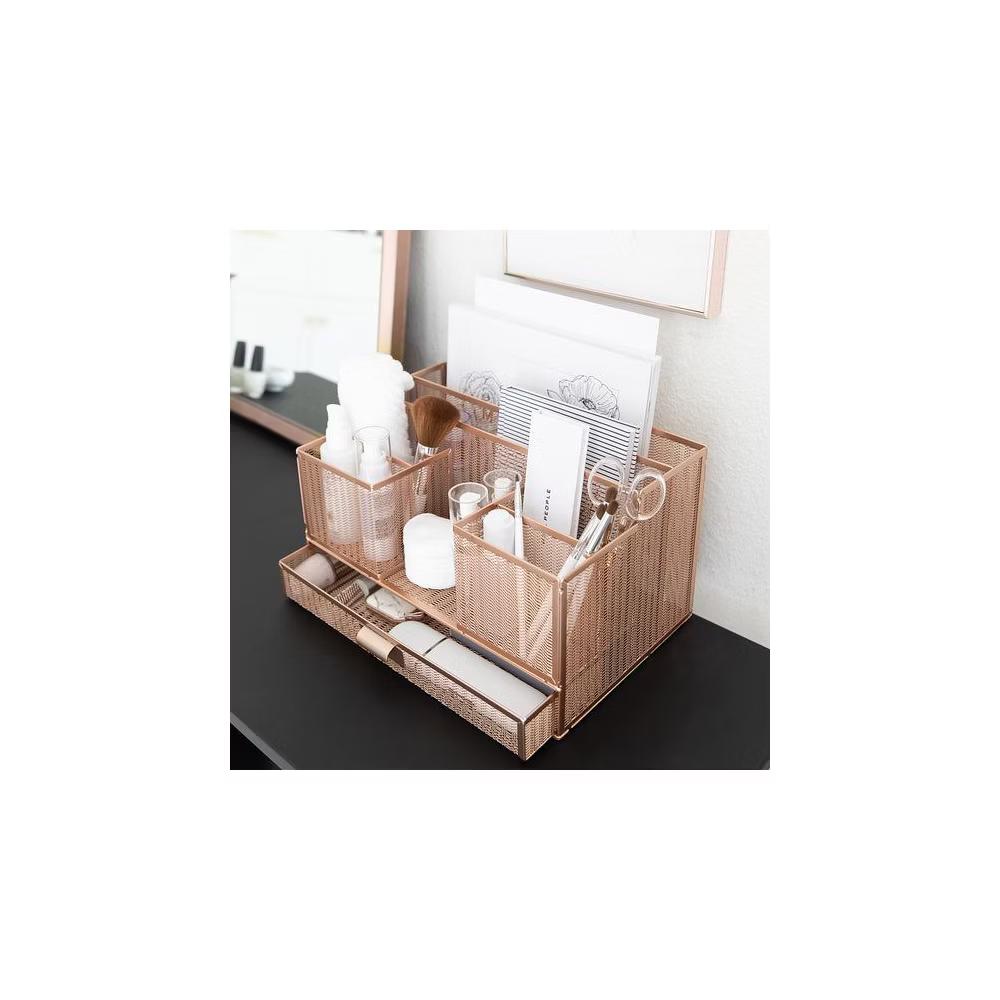 Blu Monaco Rose Gold Desk Organizer with Sticky Note & File Holder - Image 5