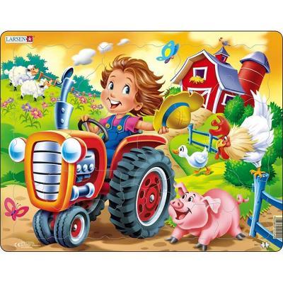 Larsen Farm Kid with Tractor Children's Jigsaw Puzzle 15pc: Paperboard, Nature Theme, Educational Focus
