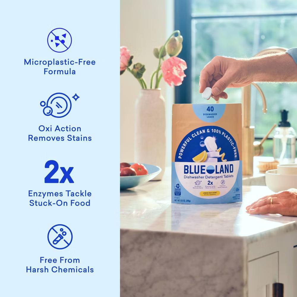 Blueland Lemon Zest Dishwasher Detergent Tablets - 9.5oz/40ct: Bleach-Free, Hypoallergenic, Vegan - Image 5