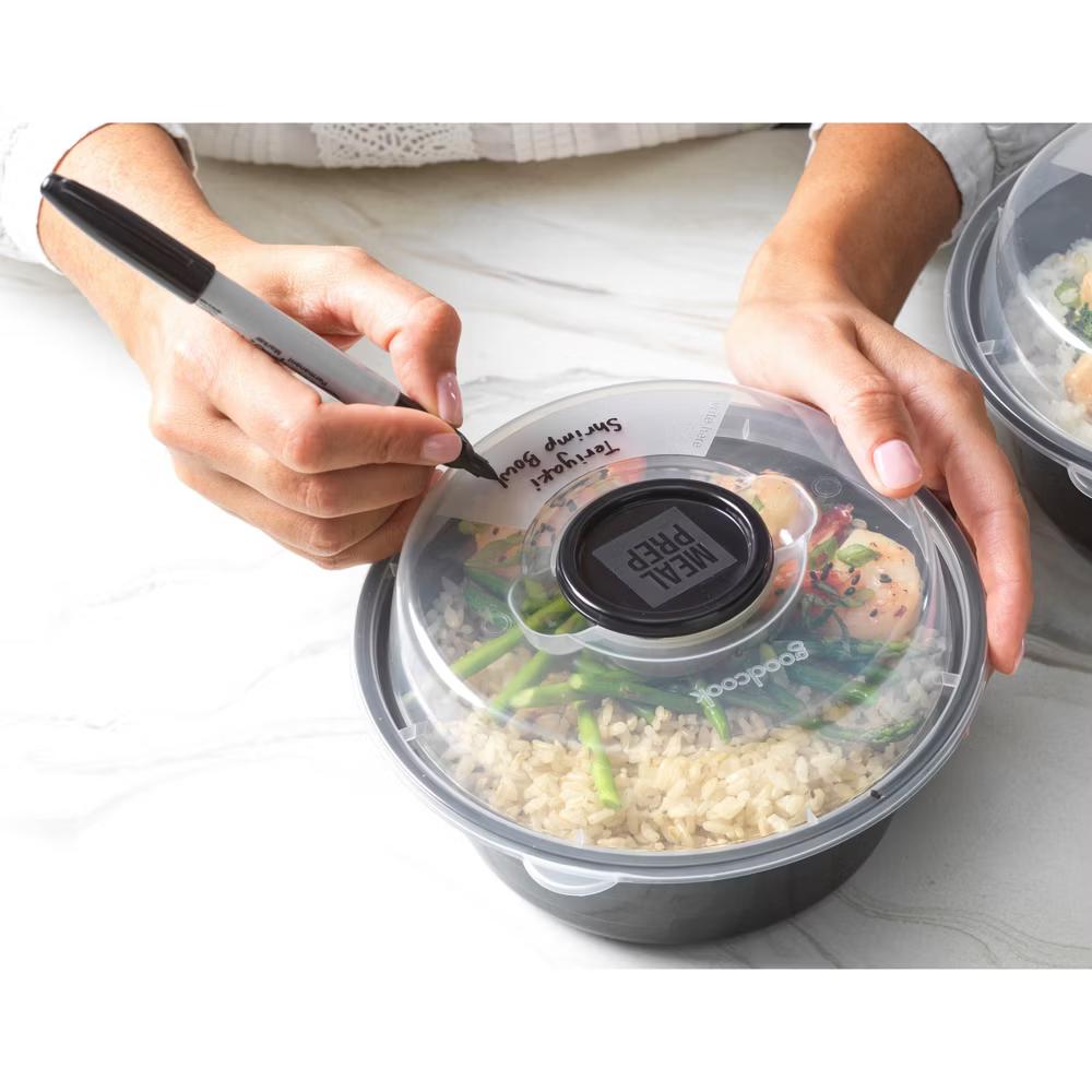 Meal Prep Salad Bowls Containers + Lids & Condiment Cup - 4Cups - 20pcs/10ct - Black - Image 12