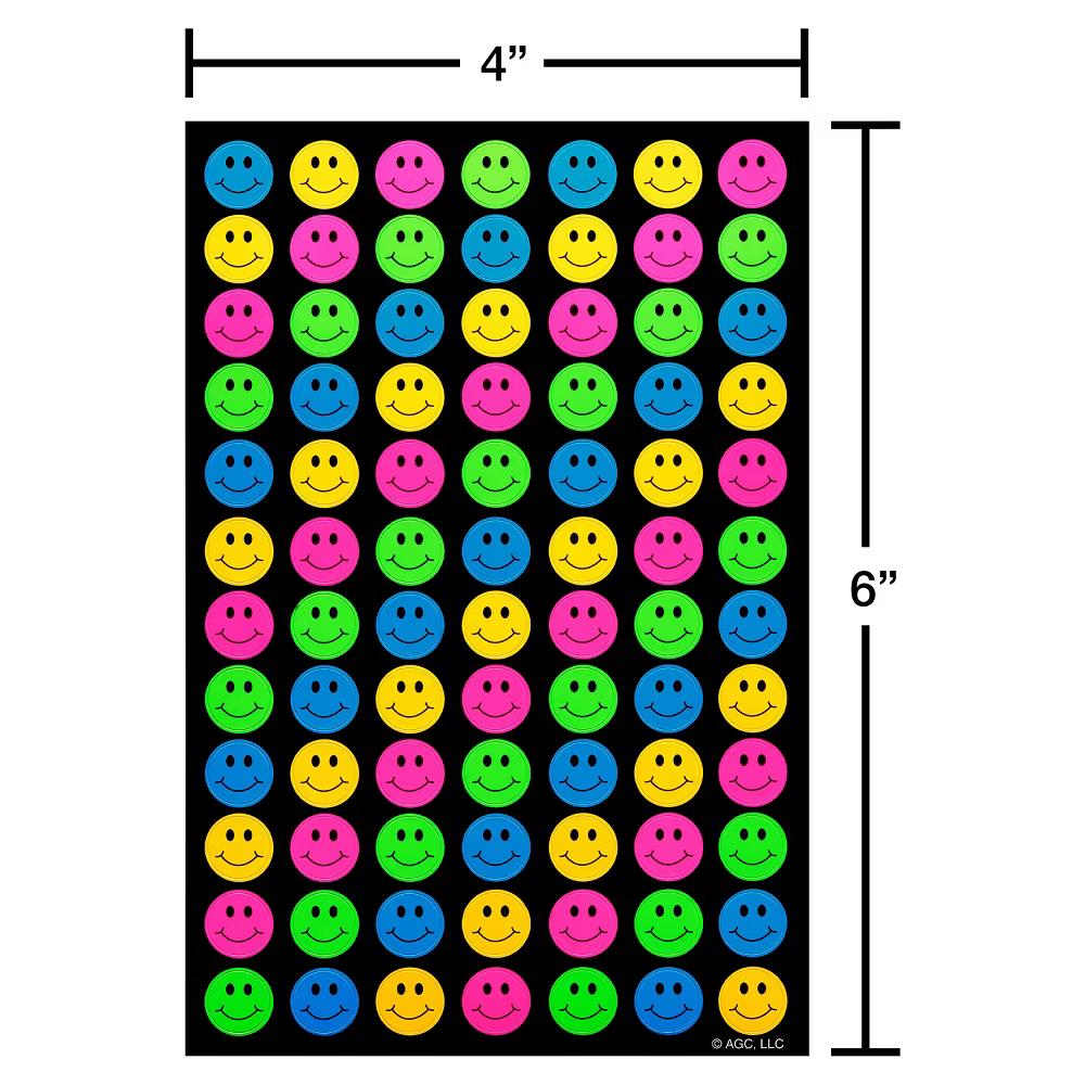 Bright Neon Smiley Faces and Star Stickers 672ct - 8 Sheets - Image 5
