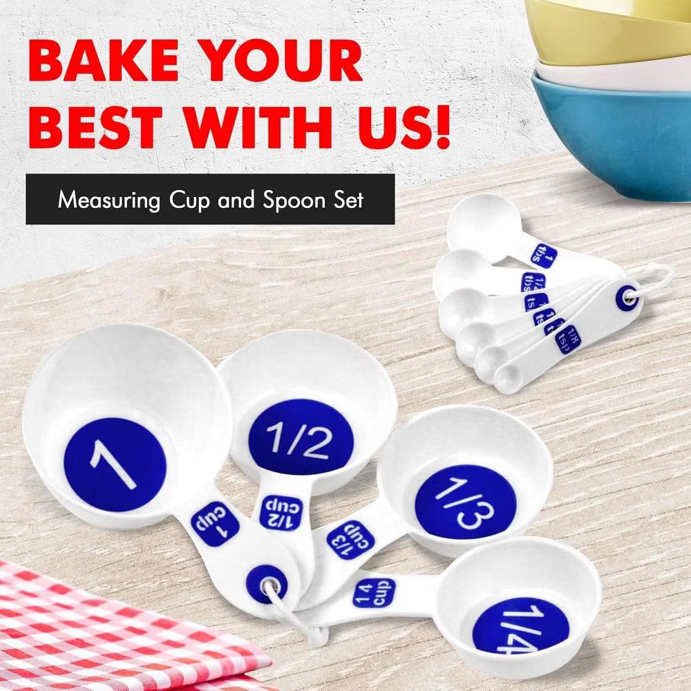 10 Piece Easy Read Measuring Cups & Spoons Set - White / Blue - Image 5