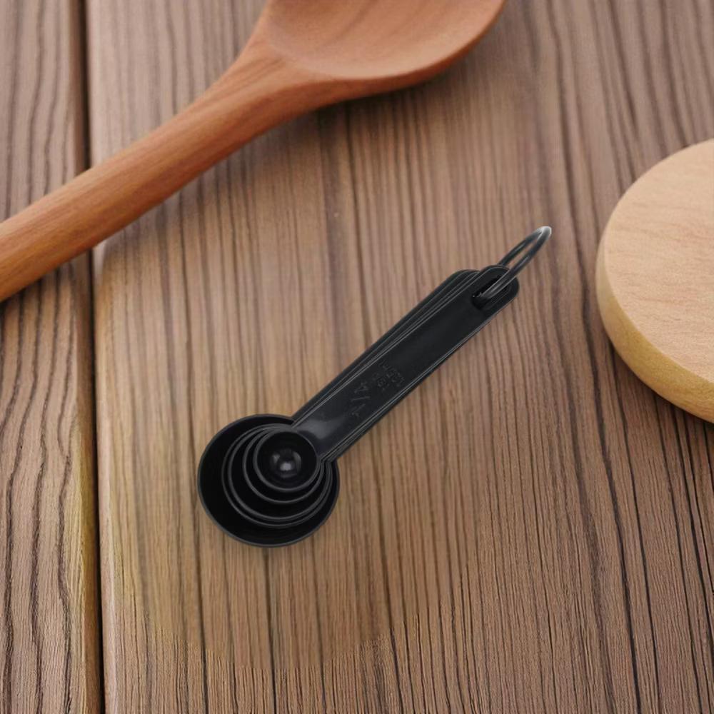 Measuring Cups 5-Piece Long Handle Measuring Spoon Set Dishwasher Safe PP Black 1 Set - Image 2
