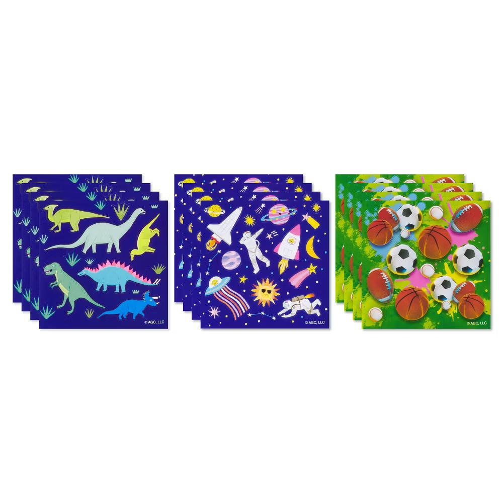 Space/Dinosaurs and Sports Mini Sticker Pad 156ct - 12 Sheets - Image 4