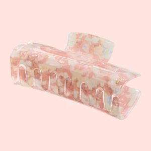 lüxe Acrylic Open Cut Rectangle Claw Clip - Pink: Hair Styling, All Hair Types, 1 Piece