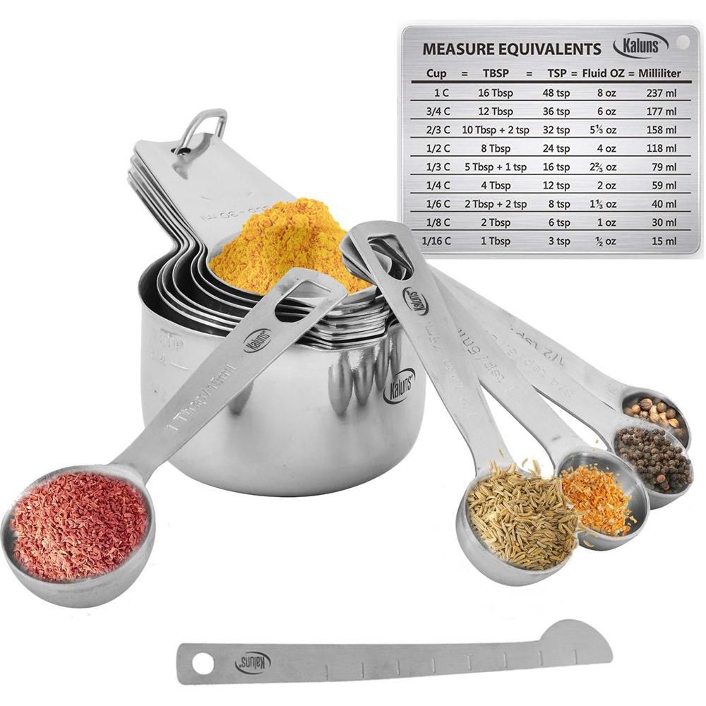 Measuring Cups and Spoons Set, 16 Piece, Stainless Steel - Image 2