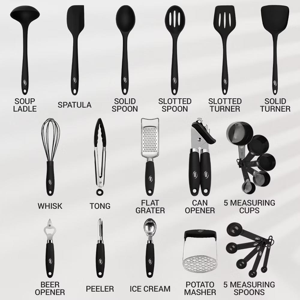 Kitchen Utensils Set, 24 Piece Silicone Cooking Utensils, Dishwasher Safe and Heat Resistant Kitchen Tools - Image 6
