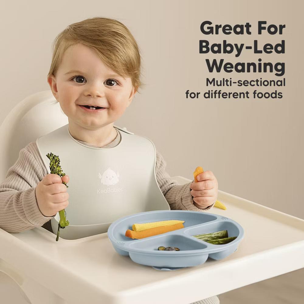 3-Pack Prep Suction Plates with Lids, 100% Silicone Baby Plates with Lid, BPA-Free Kids Divided Toddler Plates - Image 8