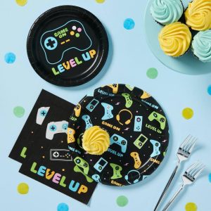 20ct "Level Up" Video Game Controller Snack Paper Plates