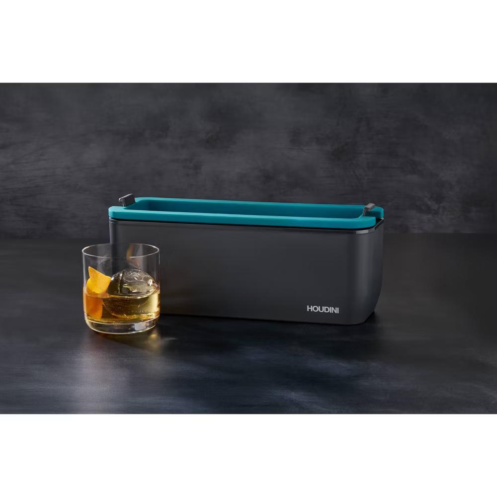 Houdini Clear Sphere Tray: Silicone Ice Mold & Maker, 4-Cavity, Dishwasher Safe, Turquoise Blue & Charcoal Gray - Image 6