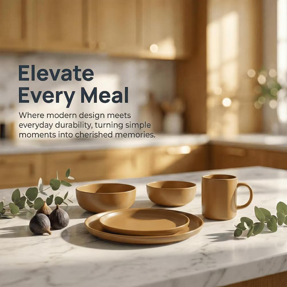 12-Piece Stoneware Dinnerware Set with Mugs, Microwave & Dishwasher Safe, Non-Toxic Dish Set, Plate Set, Stackable Matte Glaze Kitchenware for 3 - Image 48