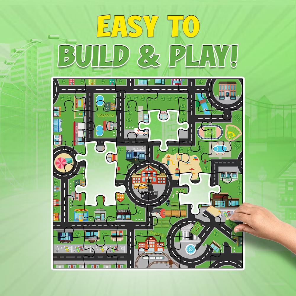 Darice Town Streets Floor Puzzle for Kids – 36 Jumbo Pieces, 36" x 24" City Map Jigsaw Puzzle – Build Your Own Town, Play Mat Toy, Ages 3+ - Image 6