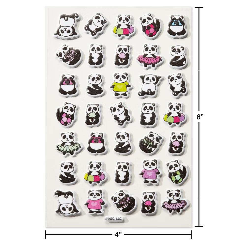 Cute Panda Puffy Stickers, 3D Mini Panda Bears 35ct, 1 Sheet - Image 3