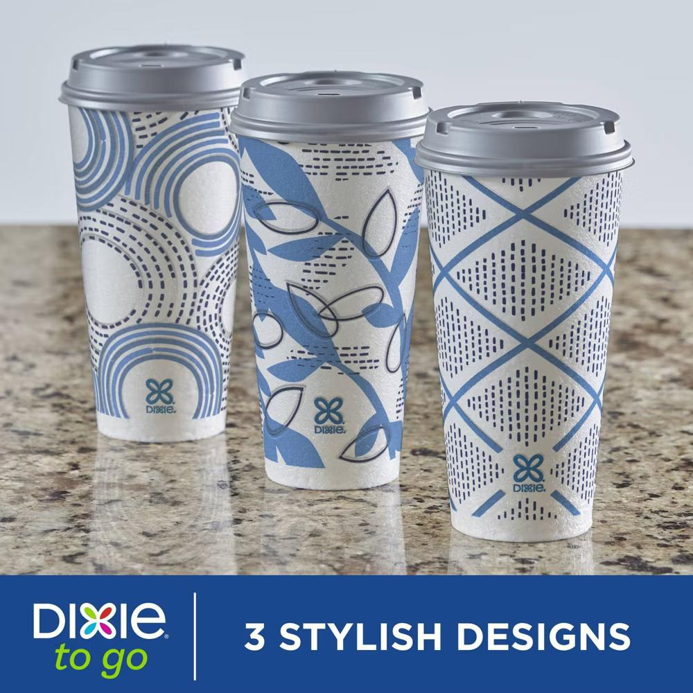 To Go Disposable Hot Cups & Lids - 20ct/20oz: Insulated paper, assorted pattern - Image 6